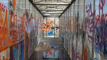 Image showing Footbridge with graffiti