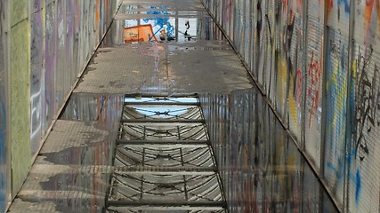 Image showing Footbridge with graffiti