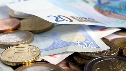 Image showing Euro coins and notes