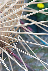 Image showing Wooden umbrella frames