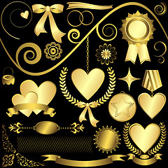 Image showing Set golden design elements 