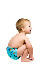 Image showing Cute Baby Boy Isolated Wearing Cloth Diaper