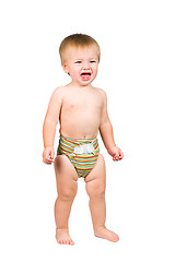 Image showing Cute Baby Boy Isolated Wearing Cloth Diaper