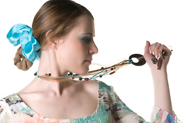 Image showing Young woman in studio