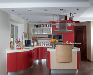 Image showing Red modern kitchen