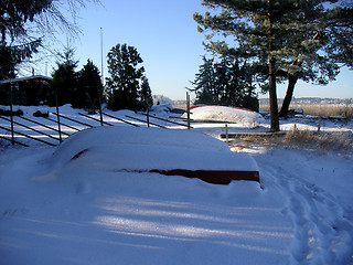 Image showing Boat below the snow