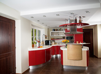 Image showing Red modern kitchen