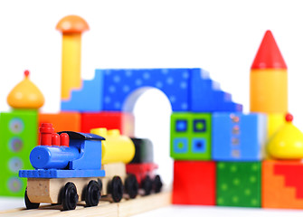 Image showing wood toy train and blocks