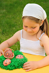 Image showing Little girl enjoying Easter time