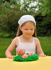 Image showing Little girl enjoying Easter time