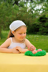 Image showing Little girl enjoying Easter time