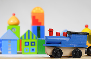 Image showing wood toy train and blocks