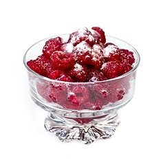 Image showing Fresh raspberries in dish