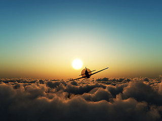 Image showing Propeller Plane In The Sky