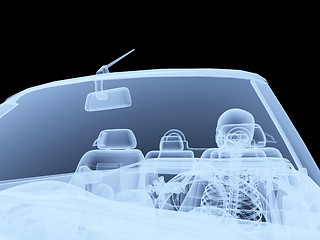 Image showing Xray Skeleton Driving A Car