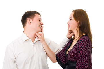 Image showing Man and woman make hush sight with finger