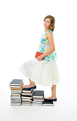 Image showing Woman climbing on stairs of knowledge