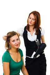 Image showing professional woman hairdresser at work 