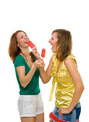 Image showing Two woman with ice cream