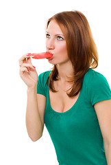 Image showing woman with ice cream