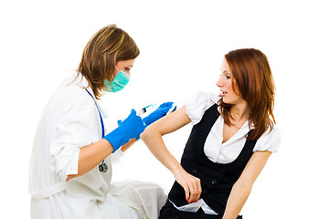 Image showing Nurse vaccinating patien