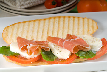 Image showing panini caprese and parma ham