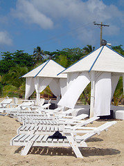 Image showing massage huts on beach corn island nicaragua