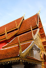 Image showing Temple roofs of Wat Phrathat Doi Suthep in Thailand