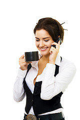 Image showing Business woman has coffee break