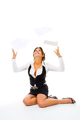 Image showing Woman throw away papers