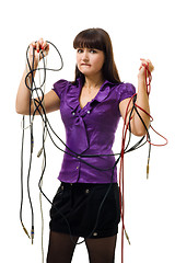 Image showing Woman messed with wires 