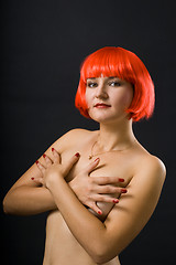 Image showing Young naked woman with color hair
