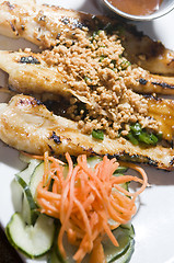 Image showing vietnamese food appetizer ga nuong sate grilled chicken