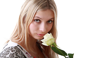 Image showing Girl with yellow rose