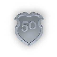 Image showing number fifty on metal shield