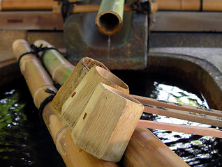 Image showing Bamboo Fountain With Ladles