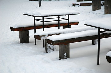 Image showing bench and table