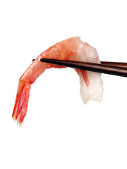 Image showing Shrimp in chopsticks