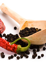 Image showing spices and wooden spoon