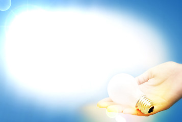 Image showing Background with lit lightbulb