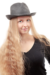 Image showing Blond girl with hat