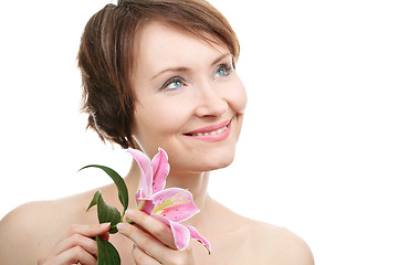 Image showing Healthy woman with flower
