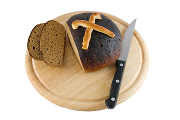 Image showing Bread sliced on board