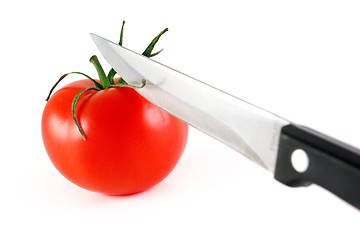 Image showing Tomato and knife