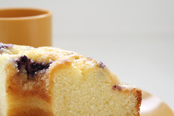 Image showing Sliced blueberry cake