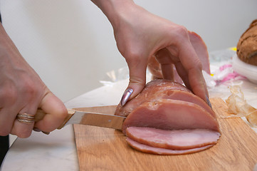 Image showing Slicing meat