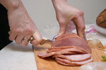 Image showing Slicing meat