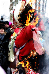 Image showing Pancake week. Traditional rite of the burning of the effigy 