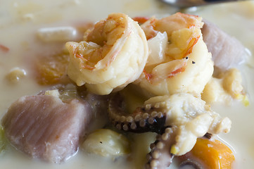 Image showing bowl of mixed seafood soup nicaragua