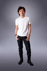 Image showing Casual Asian man in white shirt